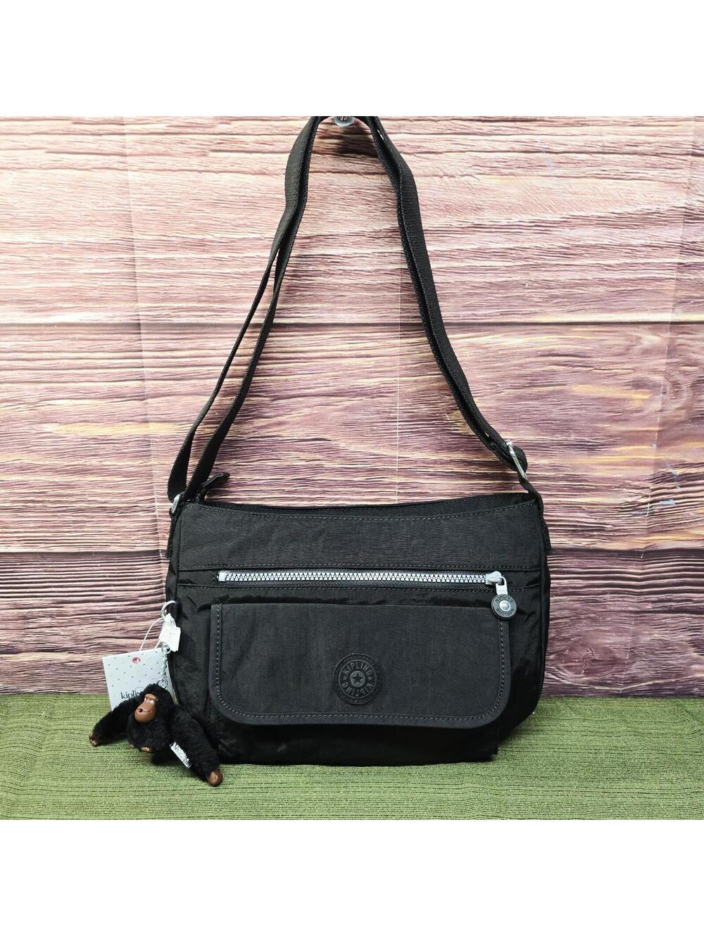 Kipling Syro Black Nylon Crossbody Bag NWT HB7702 Monkey Keychain Davina